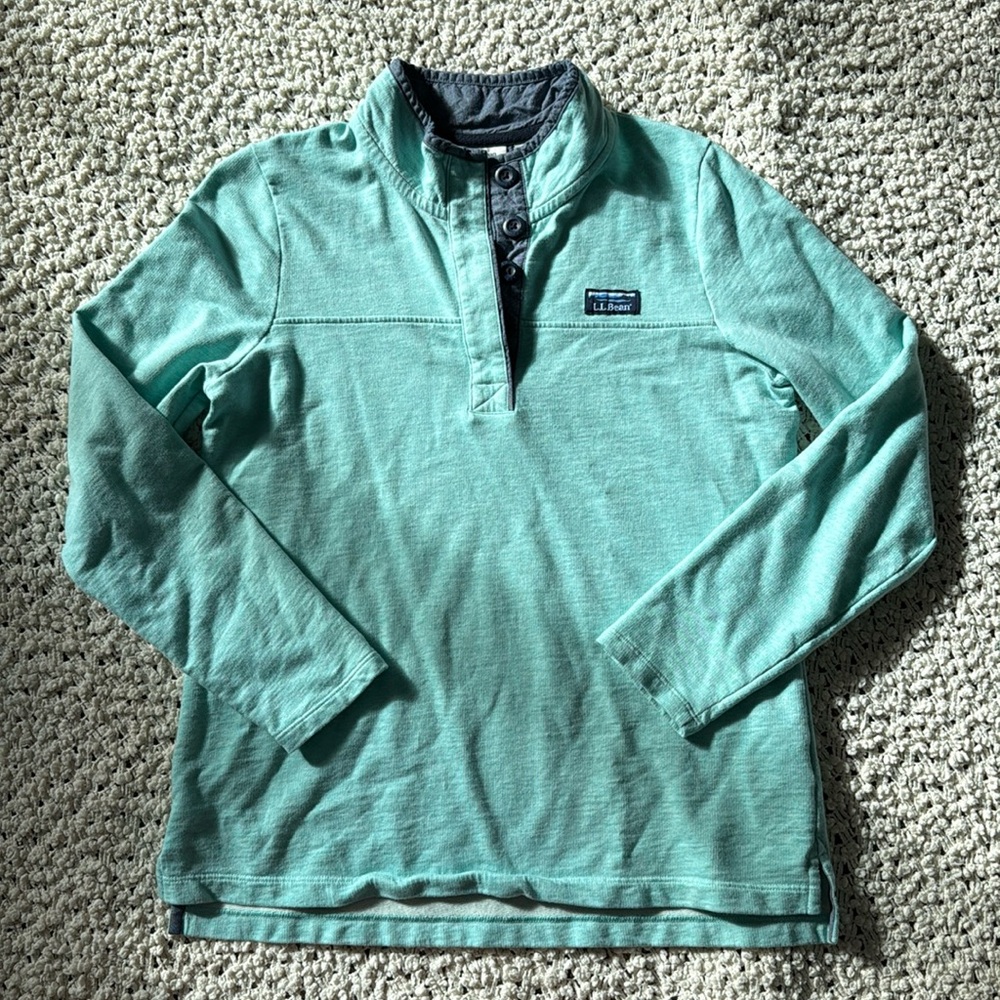 🌊 LL Bean Cotton Rugby 1/4 Button Pullover 🌊 - Picture 2 of 7